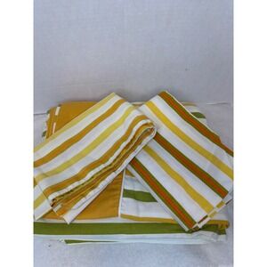 Vintage MCM Cannon Monticello Full Striped Flat Sheet & 2‎ Sears Pillowcases